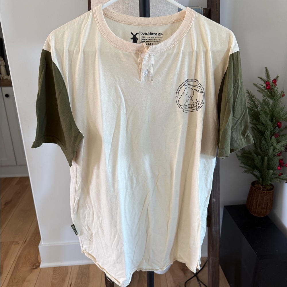 Dutch Bros Cream and Green Short Sleeve Tee